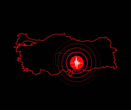 Illustration for Turkey east earthquake. Big earthquake on the map. - Royalty Free Image