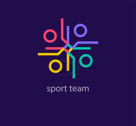 Illustration for Unique linear sport people logo. Modern color transitions. Sport event cycle logo template. vector. - Royalty Free Image
