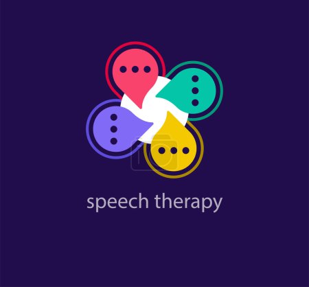 Illustration for Modern speech therapy and dialog bubble logo. Unique color transitions. Communication agency logo template. vector. - Royalty Free Image
