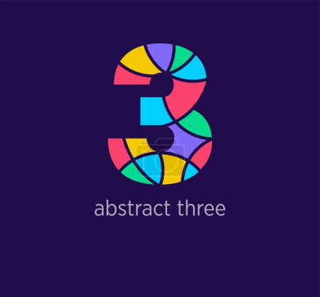 Moderne abstrakte Zahl drei Logo-Symbol. Einzigartige Farbübergänge im Design. Bunte Vorlage mit 3 Zahlen. Vektor.