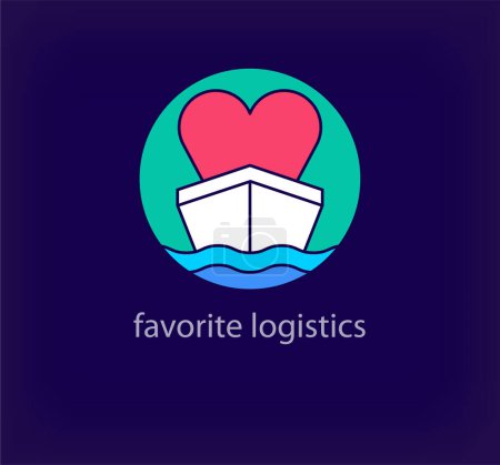 Téléchargez les illustrations : Logo de logistique cardiaque préféré créatif. Des transitions de couleurs uniques. Modèle unique de logo de transport maritime. vecteur - en licence libre de droit