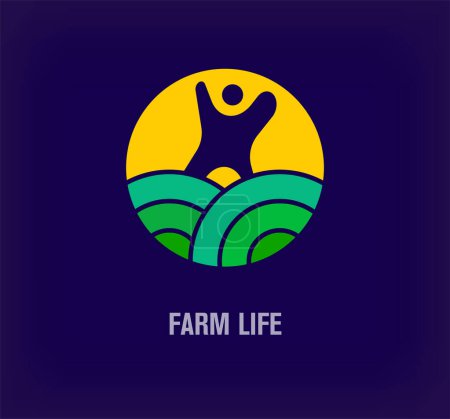 Illustration for Creative technological farm logo. Unique color transitions. Unique nature and technology combination logo template. vector - Royalty Free Image
