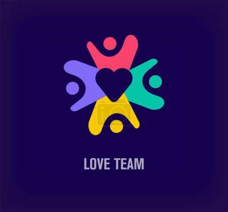 Foto de Logo de trabajo en equipo desde el corazón creativo. Transiciones de color únicas. Plantilla de liderazgo y logotipo corporativo. vector - Imagen libre de derechos