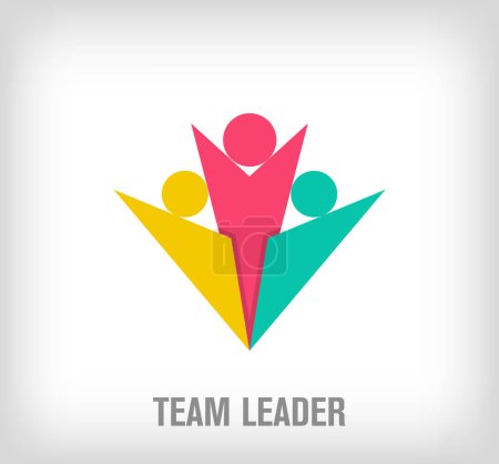 Téléchargez les illustrations : Logo du chef d'équipe créatif. Des transitions de couleurs uniques. Développement personnel et travail d'équipe, modèle de logo d'entreprise. vecteur - en licence libre de droit