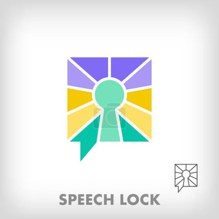 Creative secret speech bubble logo. Unique creative colors. Conversation lock and security logo template. vector.