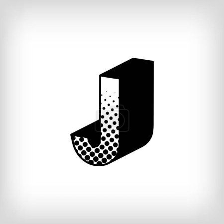 Letra J con sombra creativa, signo de alfabeto de diseño de punto de arte pop. Vector. Fondo moderno para carteles, sitios web, páginas web, tarjetas de visita, postales, diseño de interiores.