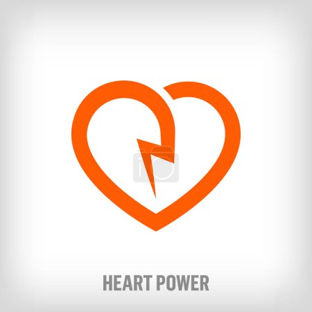 Electric lightning logo inside creative heart. Relationship status and lover logo template vector.