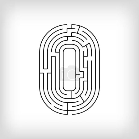 Illustration for Unique linear number 0 maze puzzle. The most confusing gaming activity. - Royalty Free Image