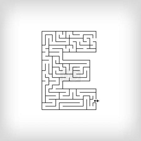 Téléchargez les illustrations : Unique lettre linéaire E labyrinthe puzzle. Jeu confus et ensemble d'activités éducatives. - en licence libre de droit