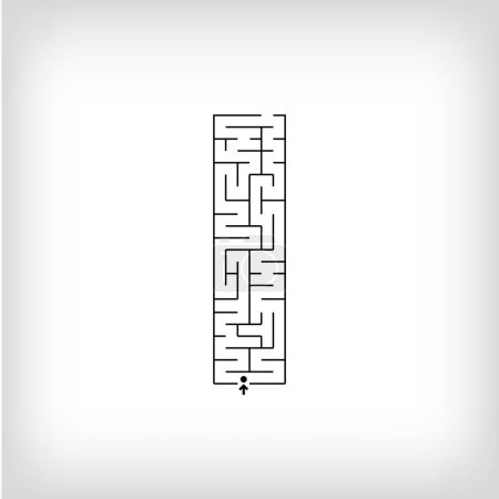Illustration for Unique linear letter I maze puzzle. Confusing game and educational activity set. - Royalty Free Image