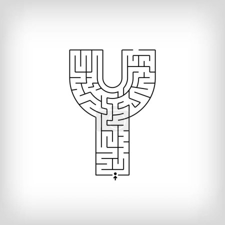 Illustration for Unique linear letter Y maze puzzle. Confusing game and educational activity set. - Royalty Free Image