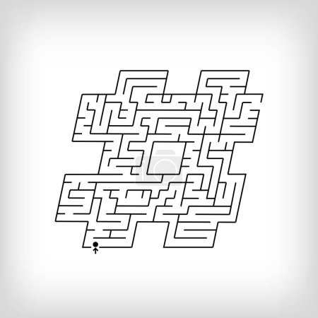 Illustration for Unique linear letter hashtag sign maze puzzle. Confusing game and educational activity set. - Royalty Free Image