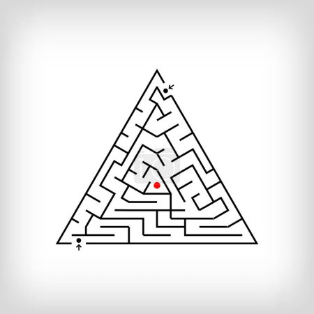 Illustration for Mixed triangle and two-entrance maze puzzle. Confusing game and educational activity set. - Royalty Free Image