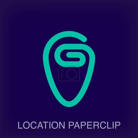 Creative location and paperclip sign logo. Pushpin and insert logo template vector.