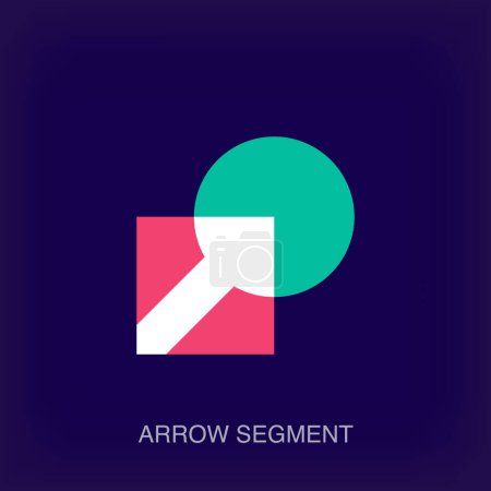 Arrow logo in round center. Unique color transitions. Round segment logo template. vector