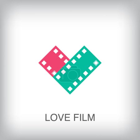 Film strip modern logo from heart. Unique color transitions. Romantic movie and business logo template. vector