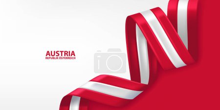 Ilustración de Bandera de cinta Austria 3D. Cinta ondeante doblada en colores de la bandera nacional de Austria. Diseño de fondo de bandera nacional. - Imagen libre de derechos