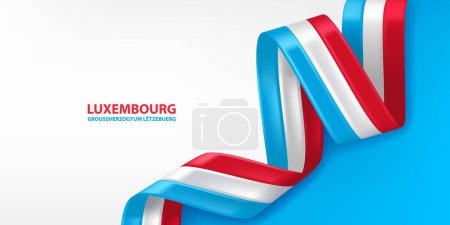 Luxemburg 3D-Schleifenfahne. Bent schwenkt die 3D-Flagge in den Farben der luxemburgischen Nationalflagge. Hintergrund-Design der Nationalflagge.