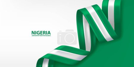 Nigéria Ruban 3D drapeau. Bent agitant le drapeau 3D dans les couleurs du drapeau national du Nigeria. Drapeau national fond design.