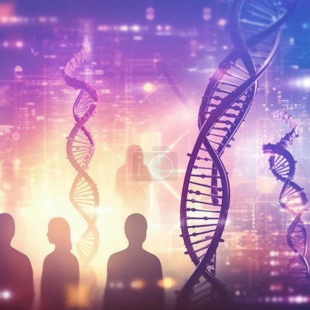 DNA and science abstract background. Image 2D illustration concept of technology in science.