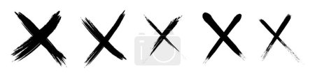 Illustration for Crossed brush strokes. X black mark set. Cross sign graphic symbol. Vector illustration isolated on white background. - Royalty Free Image