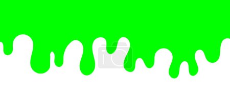 Goteando limo verde sobre fondo blanco. Líquido de flujo radiactivo. Ilustración vectorial