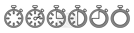 Illustration for Timers line icon set. Countdown timer symbol. Timer. Stopwatch. Vector illustration isolated on white background. - Royalty Free Image