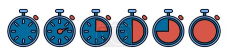 Illustration for Timer icons. Countdown timer symbol. Timer. Stopwatch. Modern icon set in a flat design. Vector illustration isolated on white background. - Royalty Free Image