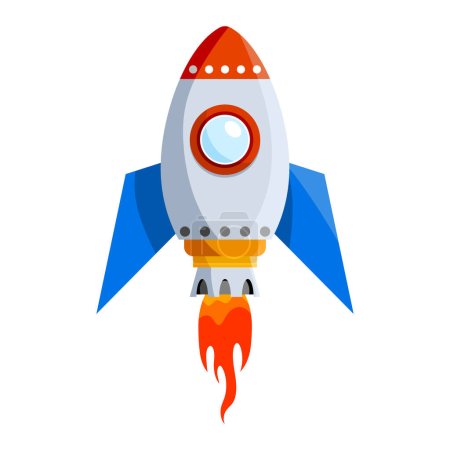 Illustration for Rocket flat icon. Spaceship illustration for design. Vector isolated on white background. - Royalty Free Image