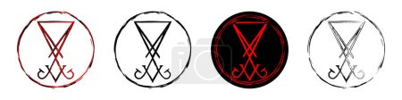 Illustration for Sigil of Lucifer icon, sticker or t-shirt print design illustration in Goth style isolated on white background. Vector EPS 10 - Royalty Free Image