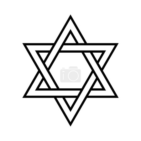 Téléchargez les illustrations : Icône étoile de David. Le signe du judaïsme. Six étoiles pointues. Vecteur isolé sur fond blanc. - en licence libre de droit