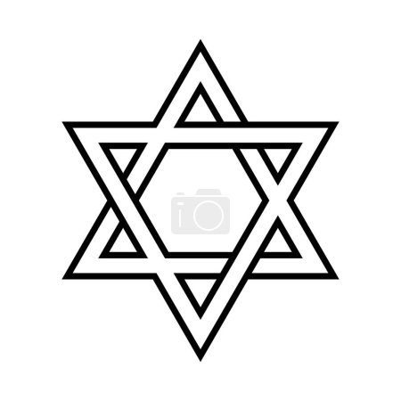 Illustration for Star of David icon. Judaism sign. Six pointed star. Vector isolated on white background. - Royalty Free Image