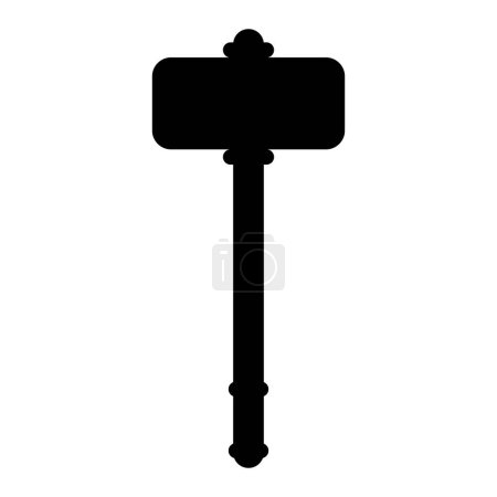 Illustration for Medieval viking hammer icon. Black silhouette of a big hammer. Vector illustration isolated on white background. - Royalty Free Image