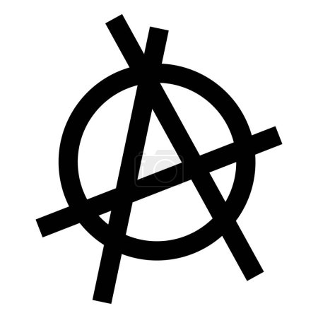 Ilustración de Símbolo de anarquía. La letra "A" es un signo de anarquía. A - logotipo o icono para el diseño. Ilustración vectorial aislada sobre fondo blanco. - Imagen libre de derechos