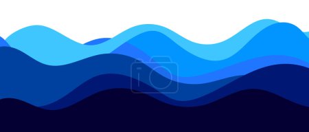 Téléchargez les illustrations : Fond de vague d'eau bleue. Illustration vectorielle de l'océan en style plat. - en licence libre de droit