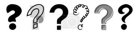 Question mark icons in different styles. Vector illustration isolated on white background.
