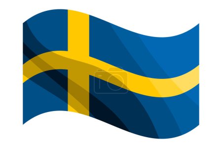 Bandera sueca. Ilustración vectorial aislada sobre fondo blanco.