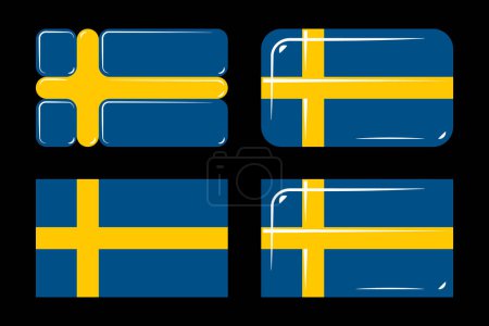 Bandera sueca. Iconos suecos. Ilustración vectorial aislada sobre fondo negro.