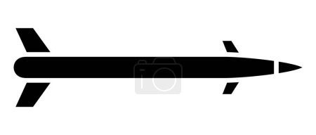 Raketenwaffen. Raketenschwarzes Silhouette-Symbol. Vektor-Illustration isoliert auf weißem Hintergrund.