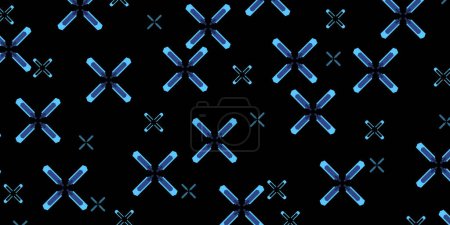 Abstract horizontal background with blue crosses pattern. Modern technology background. Vector EPS 10