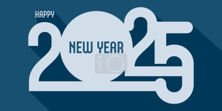 Frohes Neues Jahr 2025 Textgestaltung mit flachem Schatten. Moderne Broschüren-Design-Vorlage, Karte, Banner, Hintergrund. Vektor EPS10