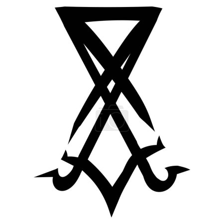 Icono de Lucifer, ilustración de diseño de estampado de etiqueta o camiseta en estilo gótico aislado sobre fondo blanco. Vector EPS 10