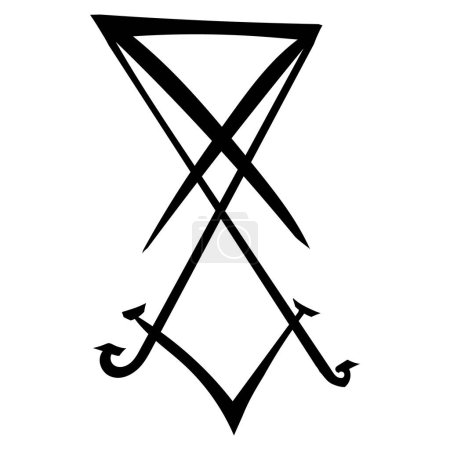 Icono de Lucifer, ilustración de diseño de estampado de etiqueta o camiseta en estilo gótico aislado sobre fondo blanco. Vector EPS 10