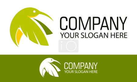 Illustration for Green Color Simple Flying Bird Logo Design - Royalty Free Image