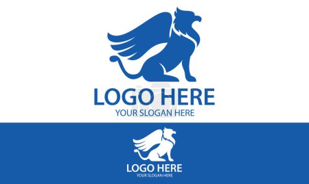 Téléchargez les illustrations : Bleu Couleur Fantaisie Griffon Logo Design - en licence libre de droit