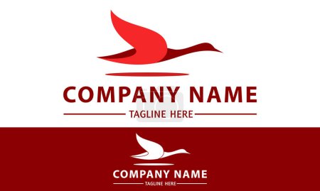 Illustration for Red Color Fly Stork goose Bird Logo Design - Royalty Free Image