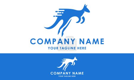 Téléchargez les illustrations : Couleur bleue simple animal rapide Kangourou logo Design - en licence libre de droit