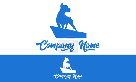 Illustration for Blue Color Dog on the Hill Logo Design - Royalty Free Image