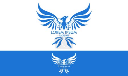 Blaue Farbe Phönix Vogel mit Spread Wing Logo Design