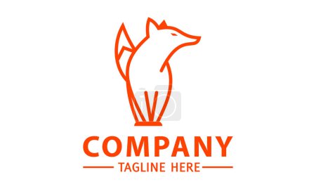 Téléchargez les illustrations : Orange Line Art Couleur Fox tête cercle abstrait logo design - en licence libre de droit